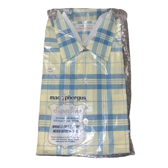 Vintage Max Phergus Collared Shirt Yellow/Blue Plaid - Picture 1 of 3